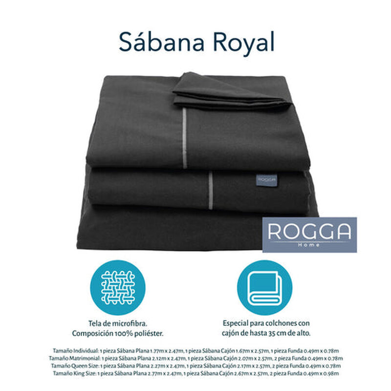 Juego de S&aacute;banas King Size Royal Touch Negro image number null