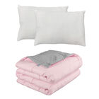Edred&oacute;n Doble Vista Rogga Matrimonial Gris Perla-rosa + 2 Almohadas Frosty