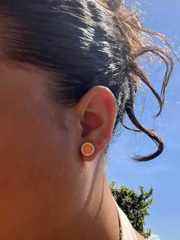 ARETES OCEAN COLOR NARANJA  CON ZIRCIONIAS image number null