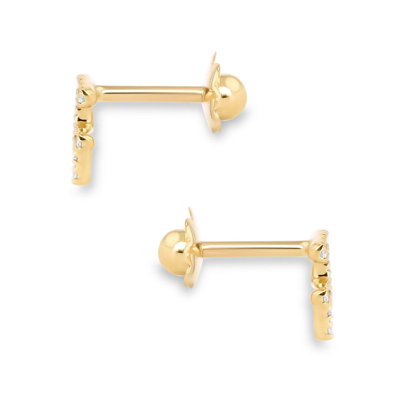Broqueles De Oro Amarillo (Letra F) 14K Con 4Pt... image number null