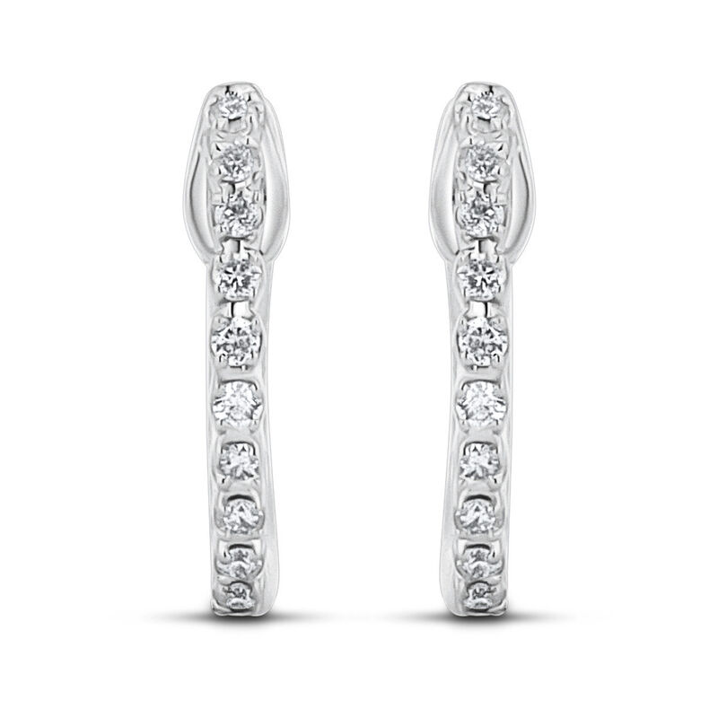 Arracadas De Oro Blanco 14k 8mm Con 9pts De Dia... image number null