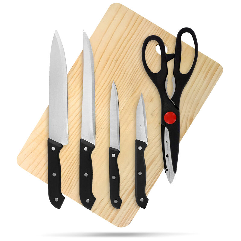 Juego de Cuchillos con Tabla y Tijeras 6 Piezas image number null