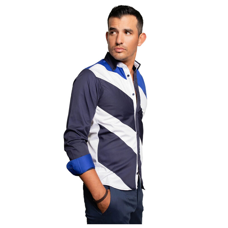 Camisa Blanca-Azul-Blanco LuQtari Talla G image number null