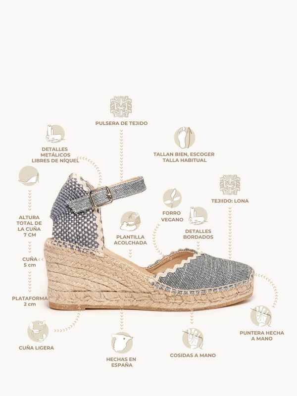 Jara Cu&ntilde;a Media Lino Jaspeado Azul Jeans image number null