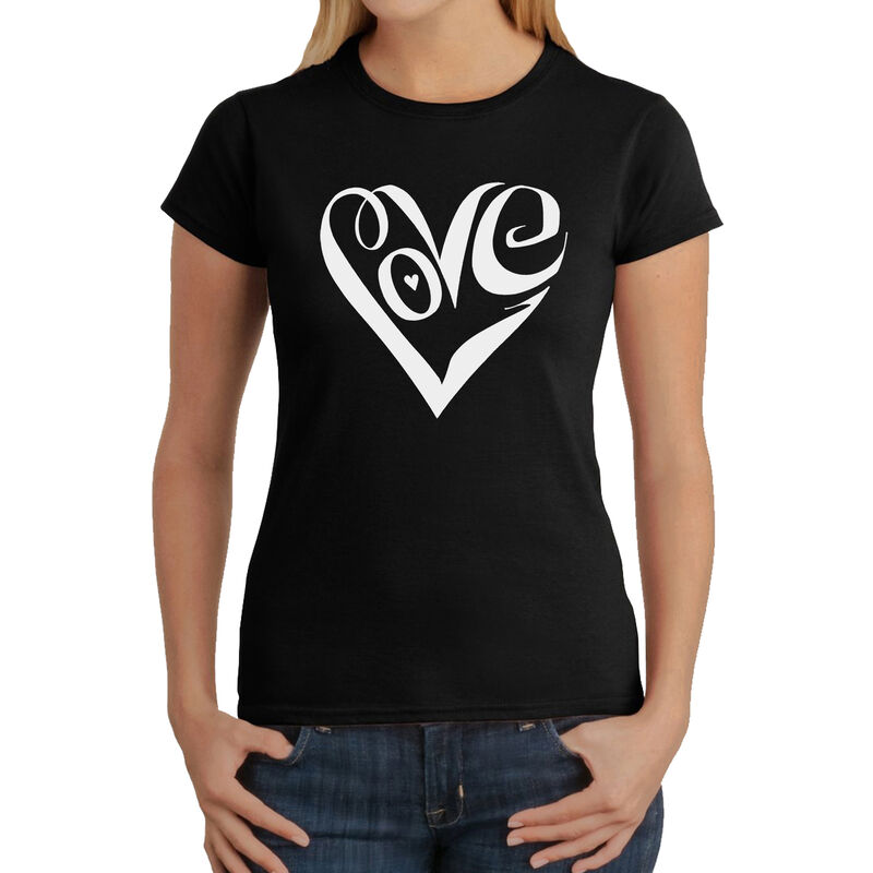 Camiseta Word Art Para Mujer - Coraz&oacute;n Amor- Ne... image number null
