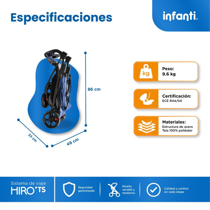 Carriola Travel System Hiro TS Azul Con Portabe... image number null