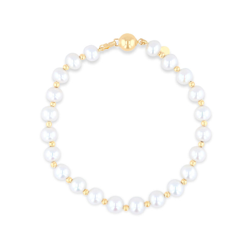 Pulsera De Perlas Y Oro Amarillo 14k (20cm) image number null