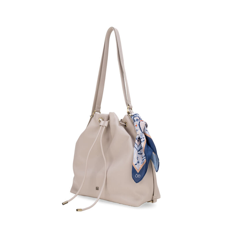 Bolsa Drawstring Mediano Con Mascada Color Beig... image number null