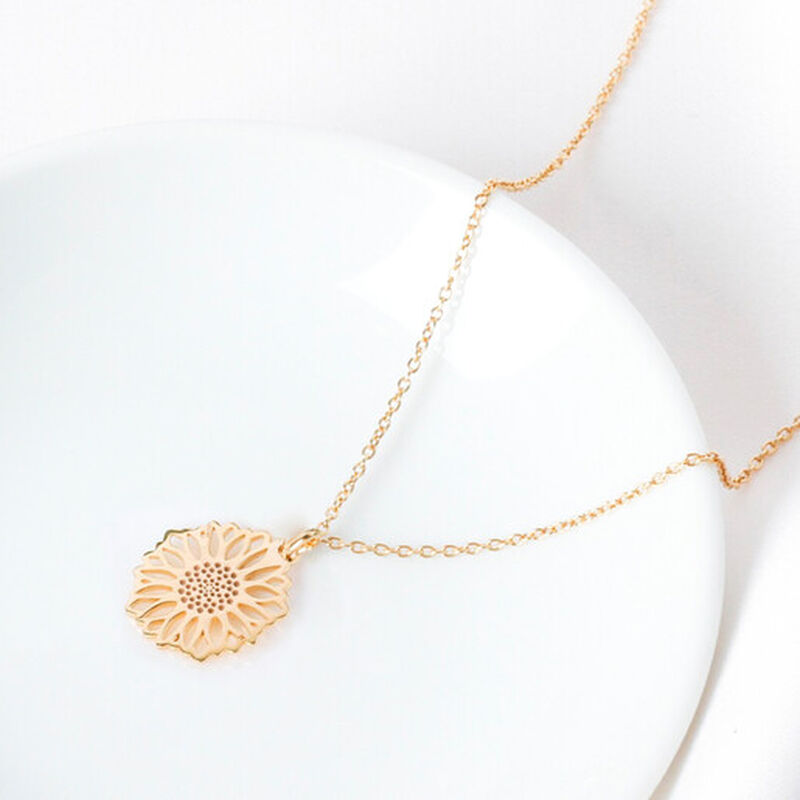 Dije Girasol Mini de Plata con Ba&ntilde;o de Oro Con ... image number null