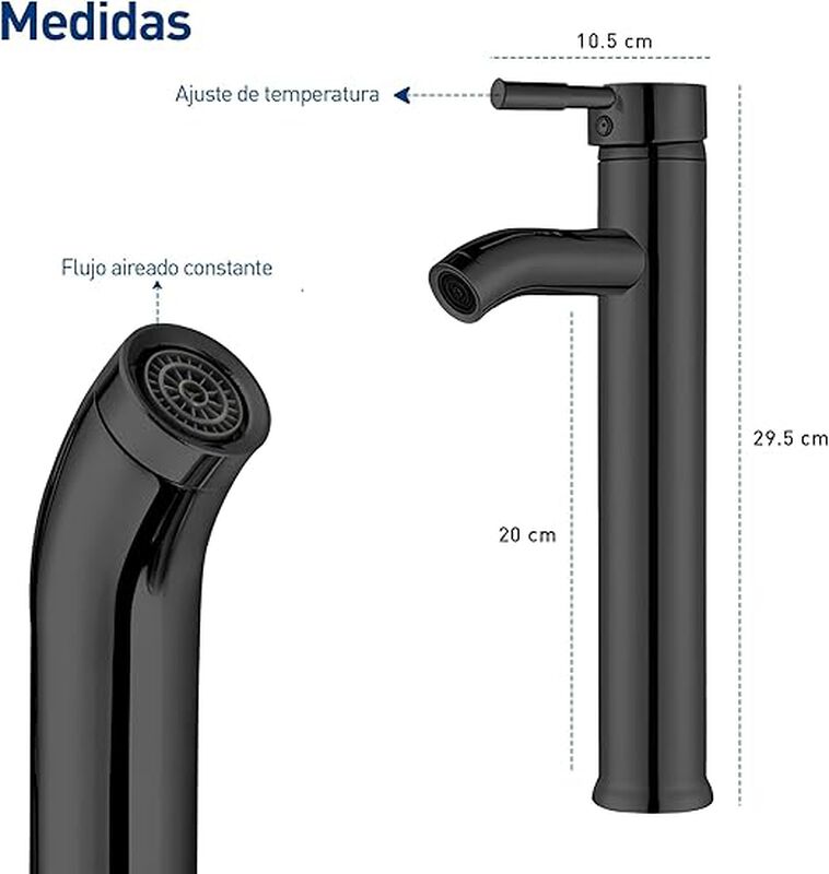 Grifo Monomando para Lavabo de Ba&ntilde;o Negro image number null