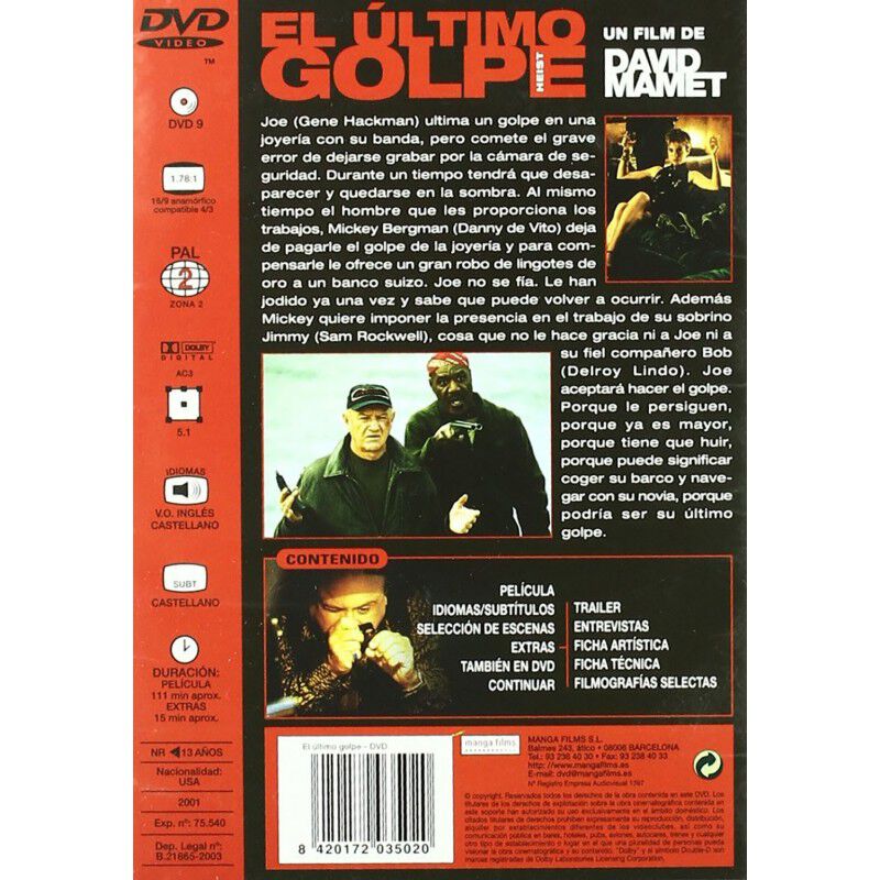 El &Uacute;ltimo Golpe [dvd] (2001) Heist image number null