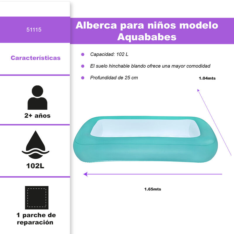 Alberca Inflable Infantil Rectangular Azul Y Ro... image number null