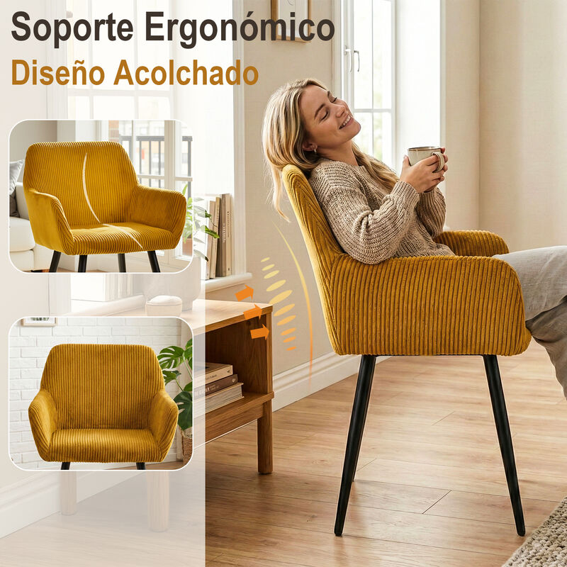 Set De 2 Sillas De Comedor Con Brazos, Tela Pan... image number null