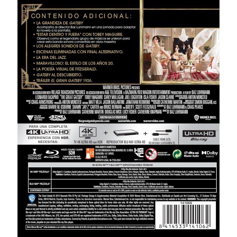 El gran Gatsby [4K UHD + Blu-ray] (2013) The Gr... image number null