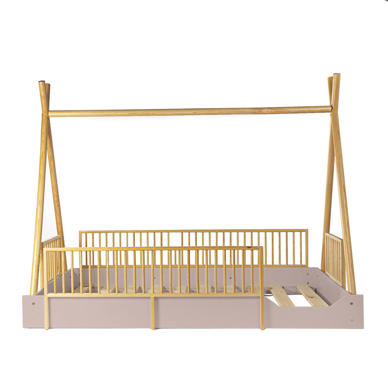 Cama Tipi Montessori de Madera con Barandales R... image number null