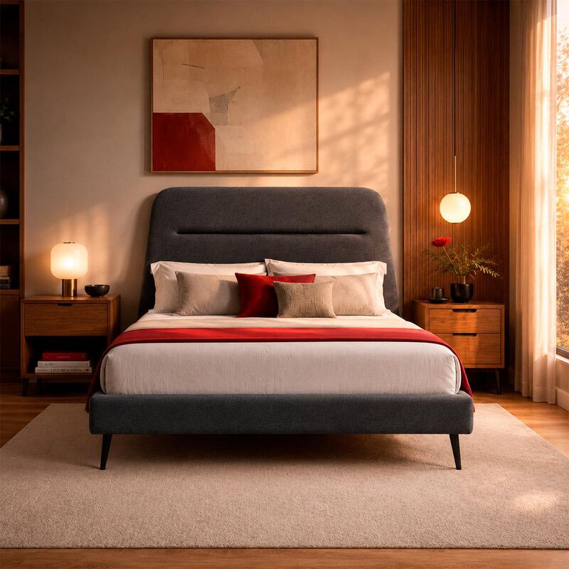 Cama Matrimonial Verona Tapizada Estructura Mad... image number null