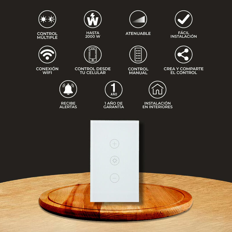 Atenuador Inteligente WiFi 3 Botones Táctiles, ... image number null