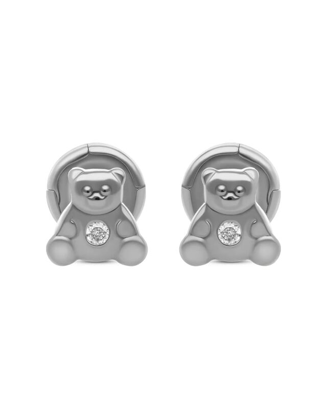 Broqueles De Oso En Oro Blanco 14k Con 1pt De D... image number null