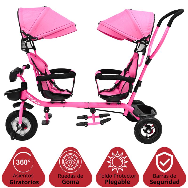 Triciclo Doble para Ni&ntilde;os Asiento Giratorio Gem... image number null