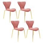 Juego Set 4 Sillas Terciopelo Comedor Tapizada Minimalista Rosa