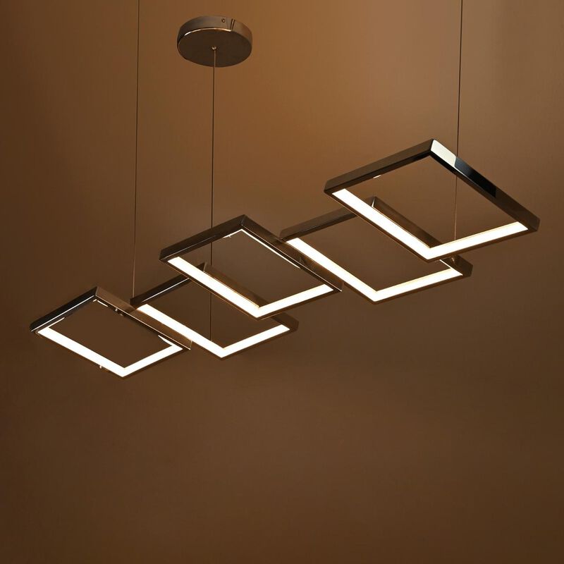 Candil Suspendido De Led 5 Cuadros Cromado image number null