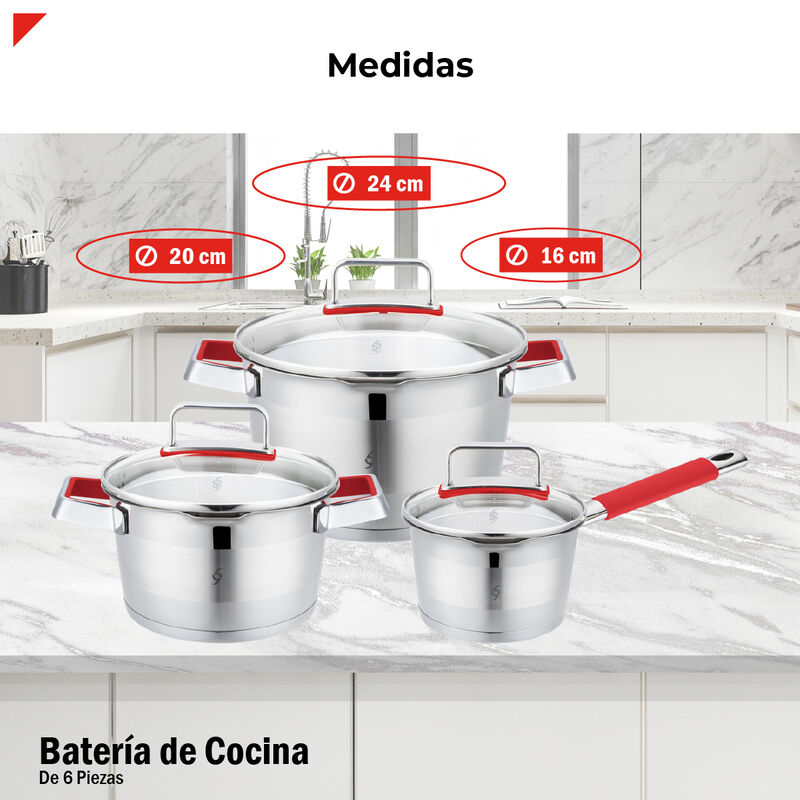 Bogner Batería De Cocina Acero Inoxidable 6 Pie... image number null