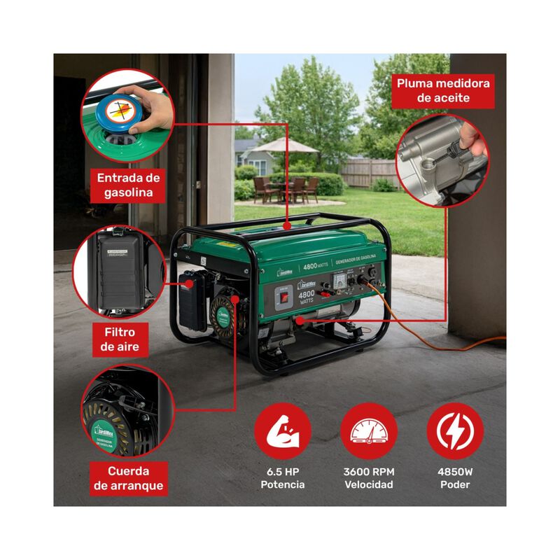 Generador Portatil Gasolina Motor 4 Tiempos 480... image number null