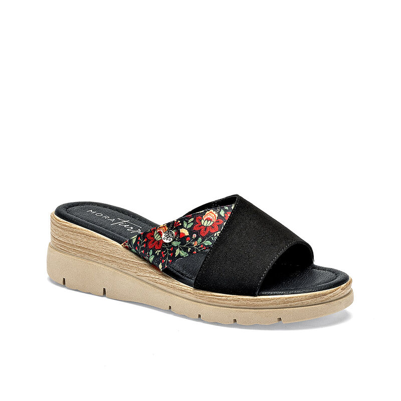 Mora Tierra sandalia cu&ntilde;a para mujer negro mult... image number null