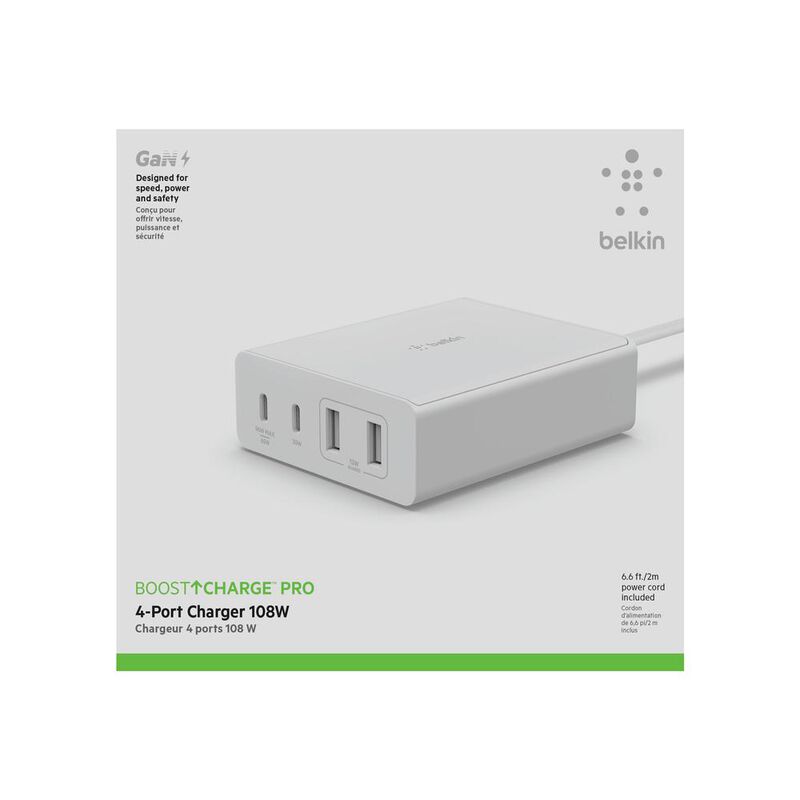 Cargador De Pared De 4 Puertos Con 2 Entradas U... image number null