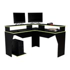 Escritorio Gamer Invictor Wengue Y Verde Con Espacio Adicional Para Pantallas