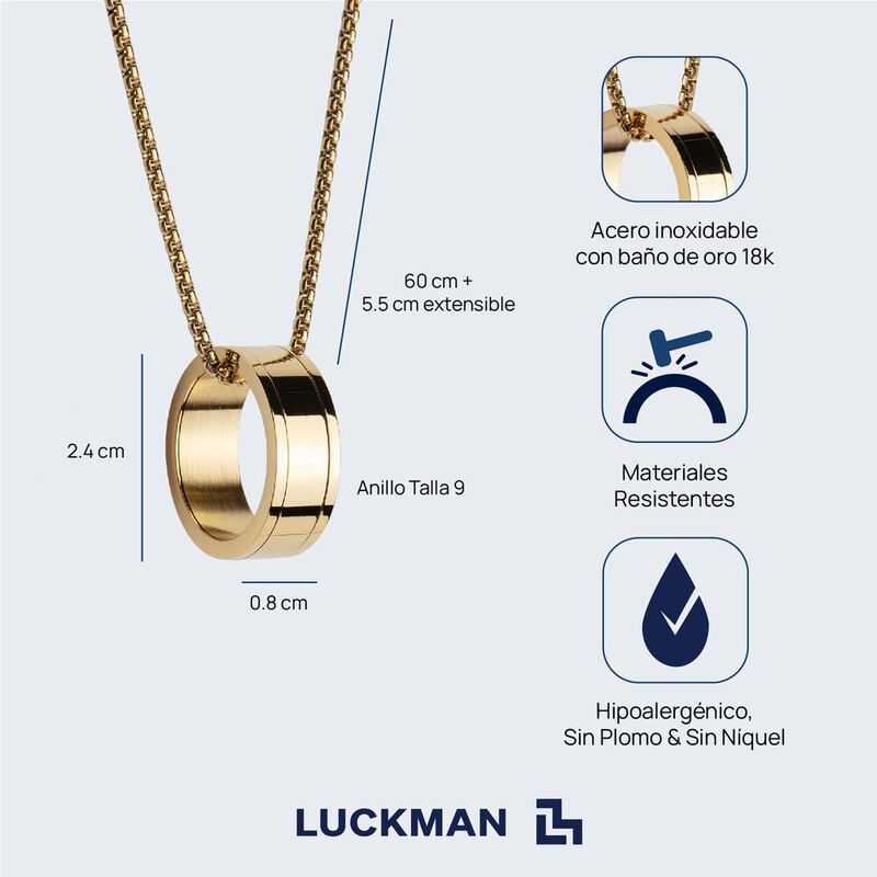 Collar Hombre Anillo Acero Inoxidable, Regalos ... image number null