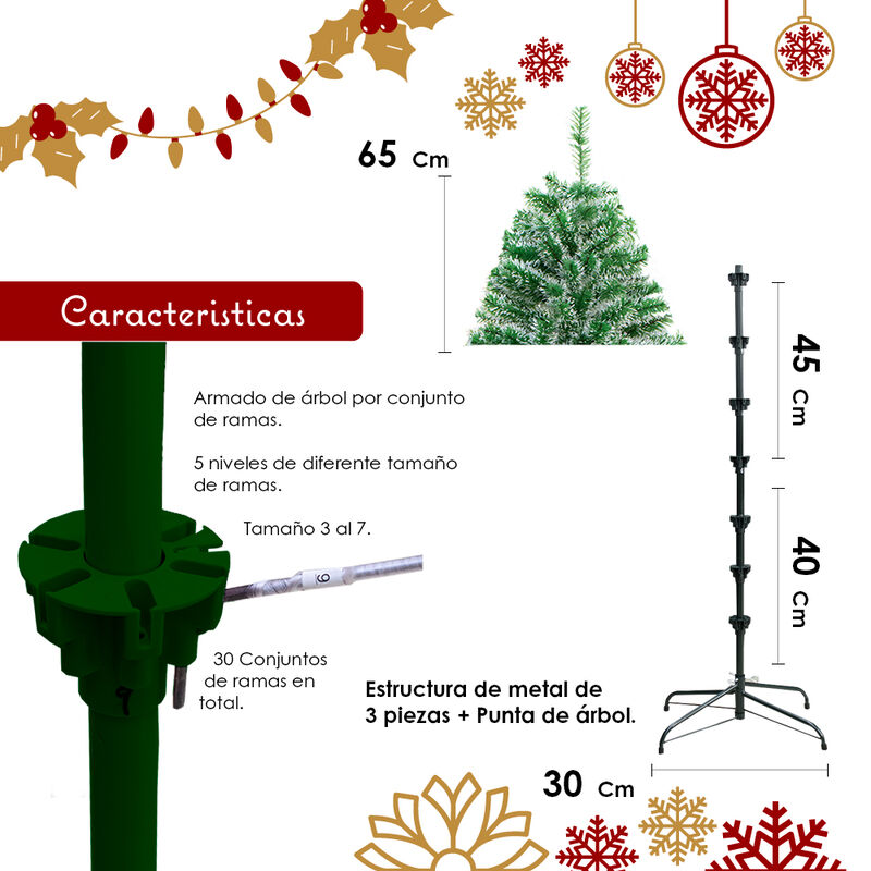 &Aacute;rbol Pino De Navidad Verde puntas Blancas 150 ... image number null