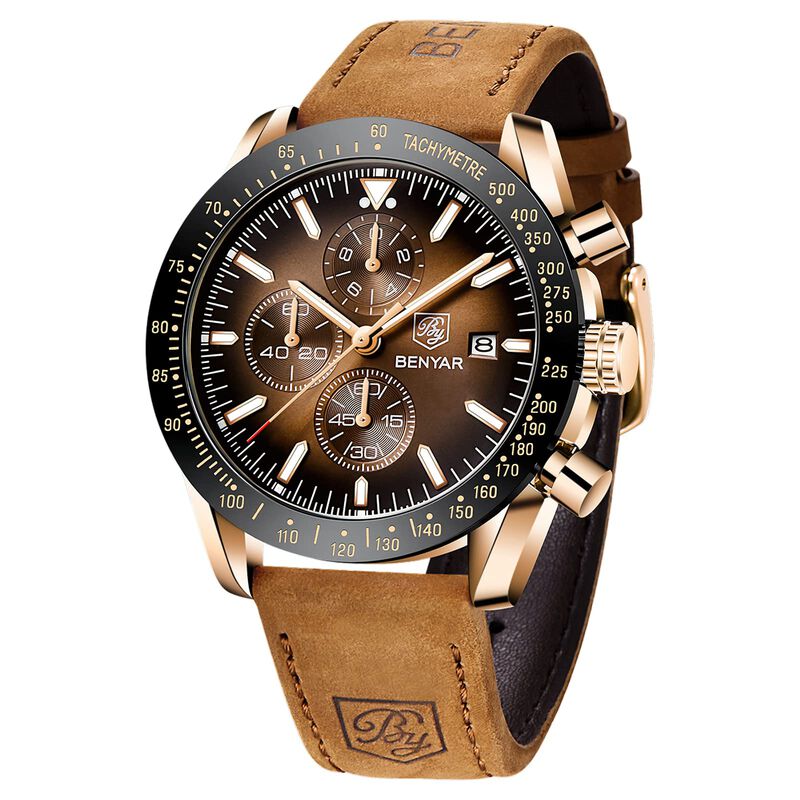 Reloj Benyar Chronograph, Correa De Piel De Cua... image number null