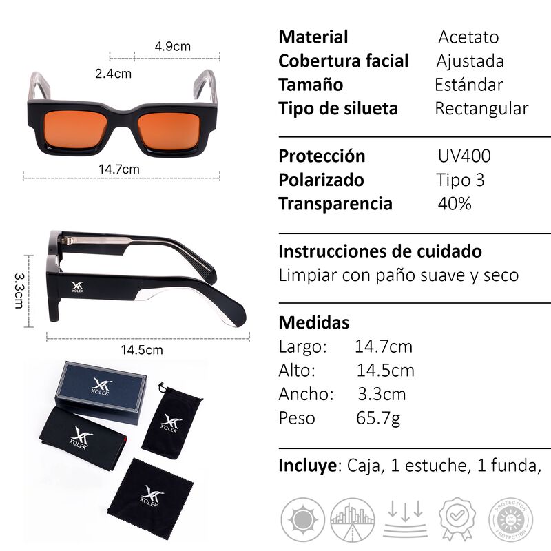 Lentes De Sol Xolek 101 Acetato Uv Polarizado image number null