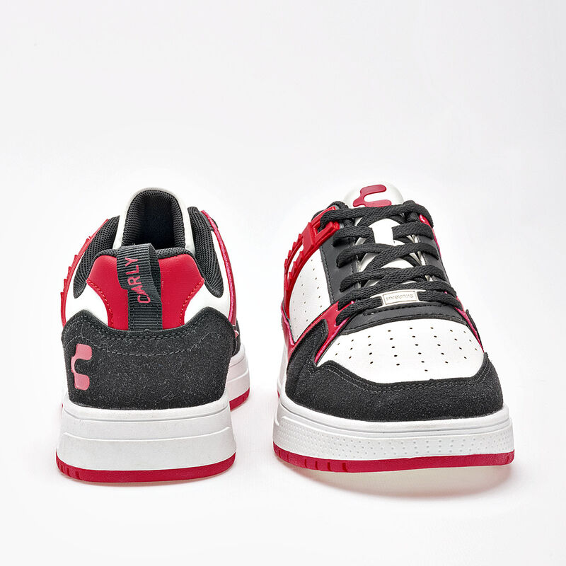 Charly Tenis Urbanos Para Ni&ntilde;o Blanco Negro Roj... image number null