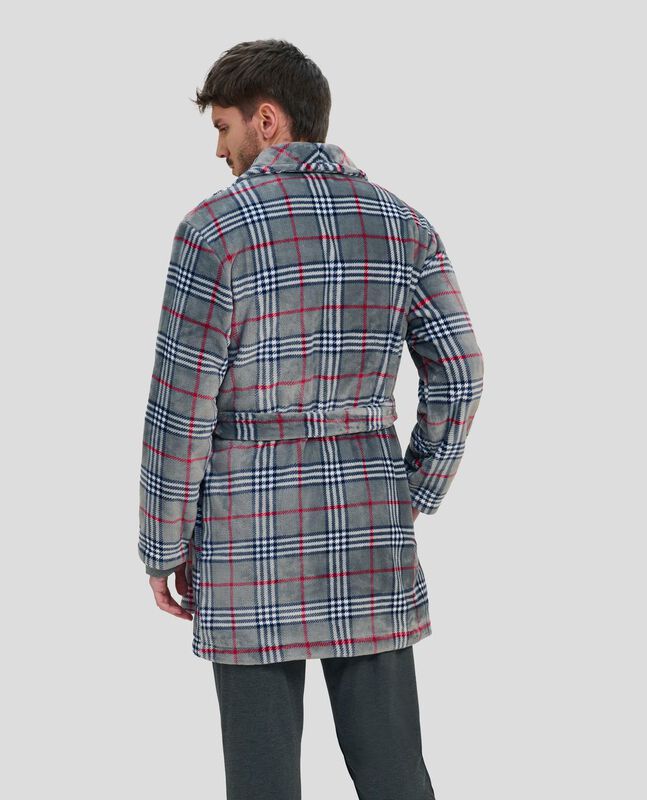 Bata Corta Cuadros Gris Gris image number null