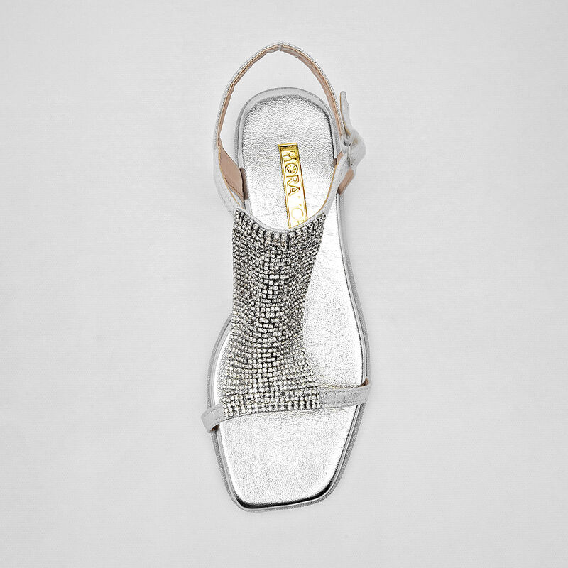 Moramora Sandalia para mujer plata image number null