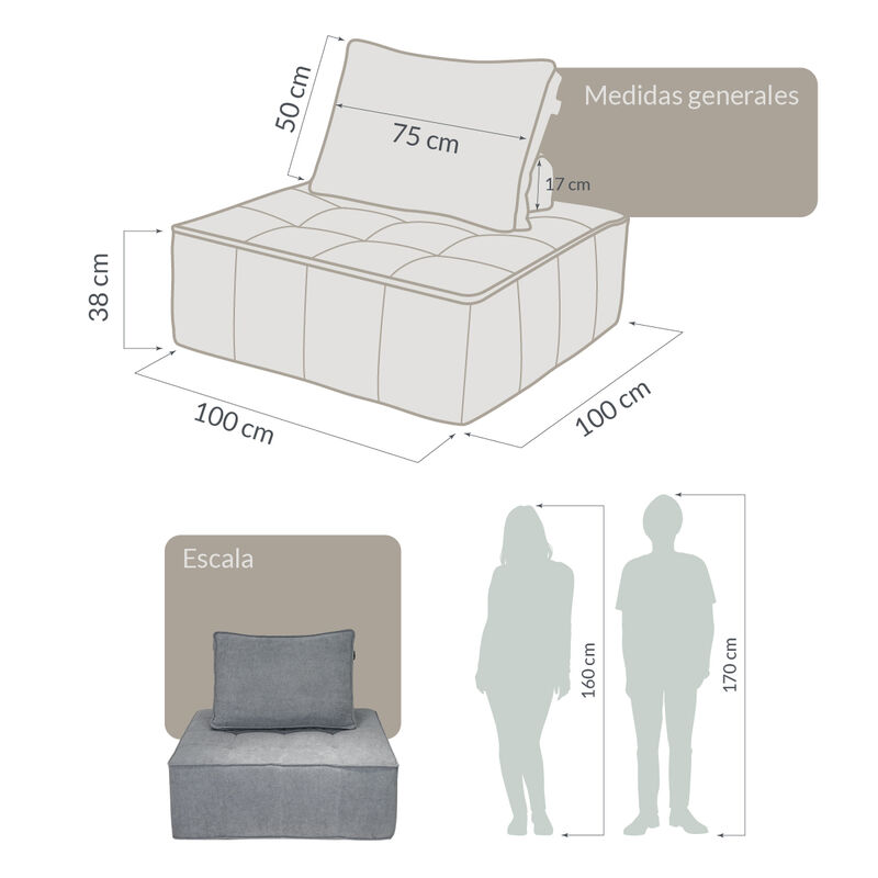 Sill&oacute;n Espuma Alta densidad STOVA Medium Grey 1... image number null