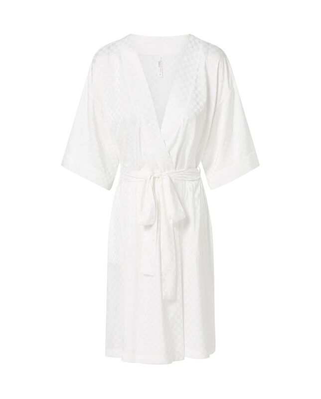 Bata Jacquard Cuadros Marfil image number null