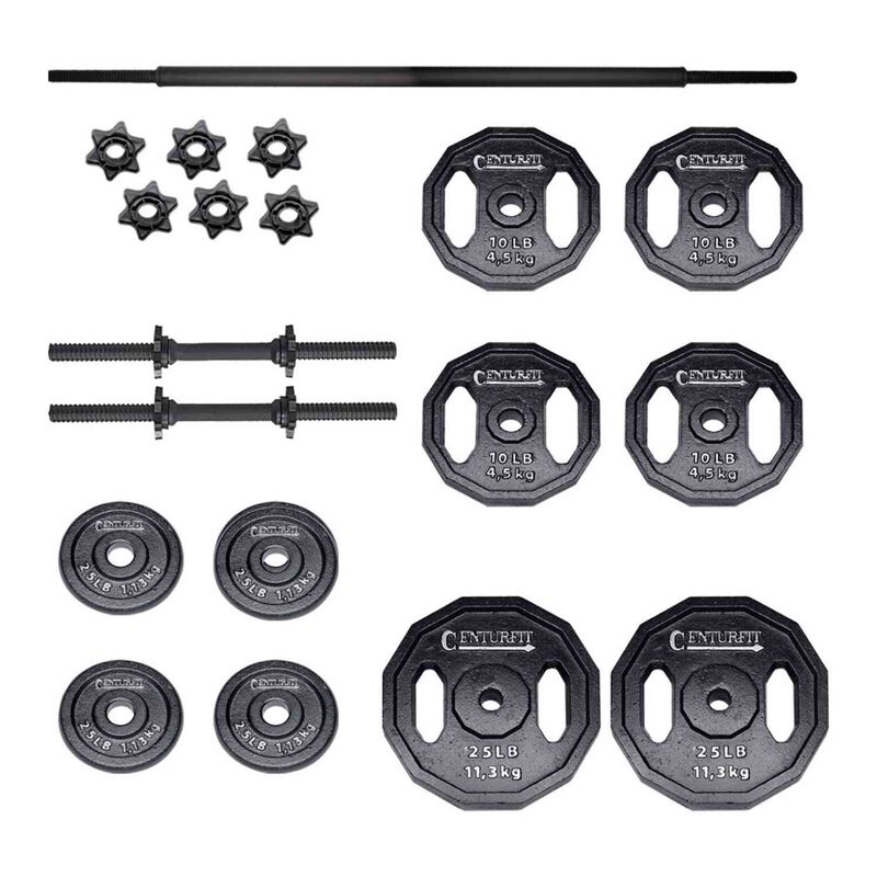 Kit de Pesas 100lbs Discos Barra Recta Par de M... image number null