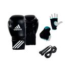 Set De Boxeo Con Guantes, Cuerda Y Guanteletas Color Negro 14oz
