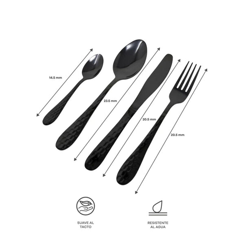 Set de Cubiertos Color Negro para 4 Personas &ndash; ... image number null
