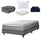 Colch&oacute;n Matrimonial Restonic Vail+S&aacute;banas Softy+Protector+ Almohada+Edred&oacute;n+Box Dicasa Plomo