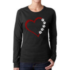 Camiseta De Manga Larga Word Art Para Mujer - Coraz&oacute;n Meow- Negro