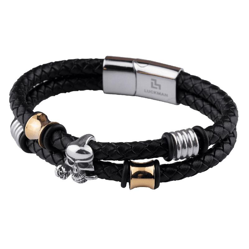 Pulseras Hombre, Brazaletes Cuero Y Acero Inoxi... image number null