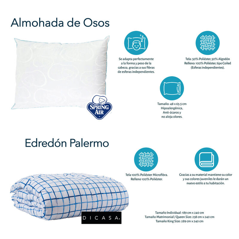 Colch&oacute;n Queen Size Restonic Lather + 2 Almohada... image number null
