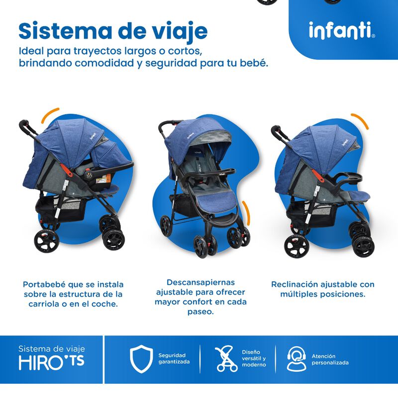 Carriola Travel System Hiro TS Azul Con Portabe... image number null