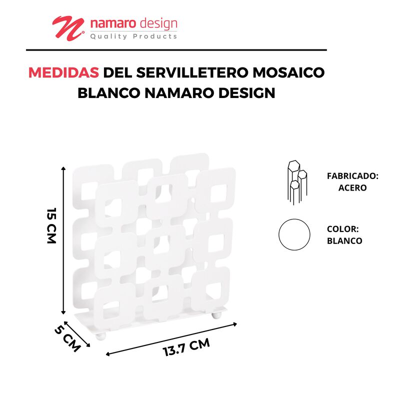 Servilletero Mosaico Blanco Namaro Design image number null