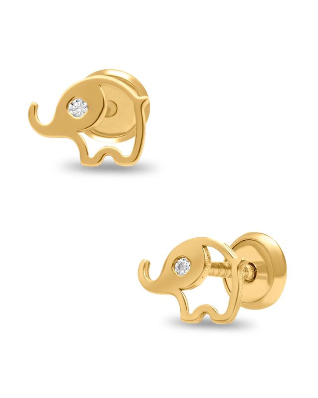Broqueles De Elefante En Oro Amarillo 14k Con Z... image number null