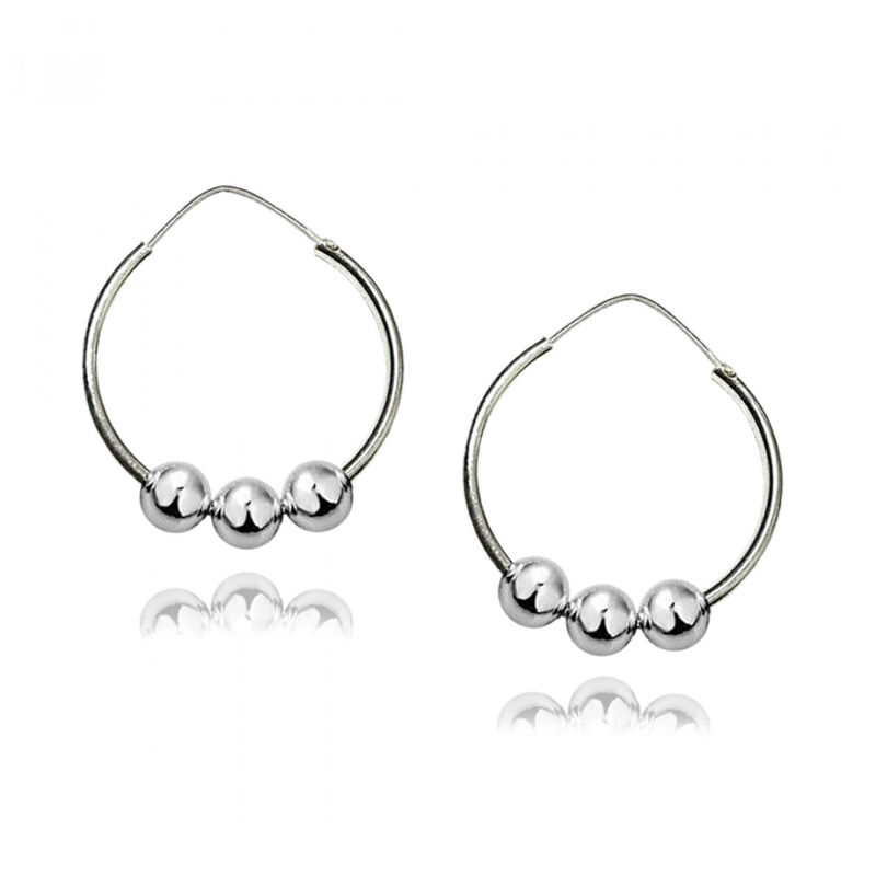 Arracadas Medianas De Plata Con Bolitas image number null